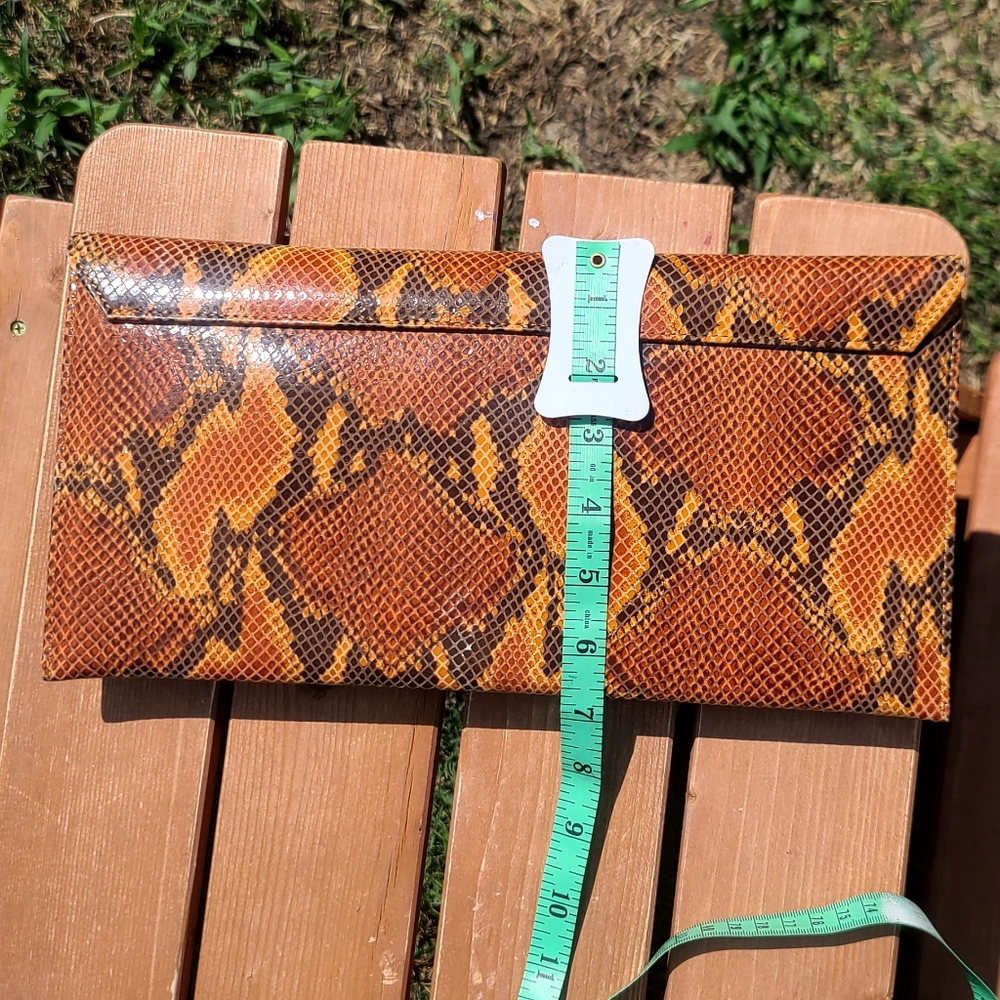 Sobella Brown Python Envelope Clutch Purse - image 6